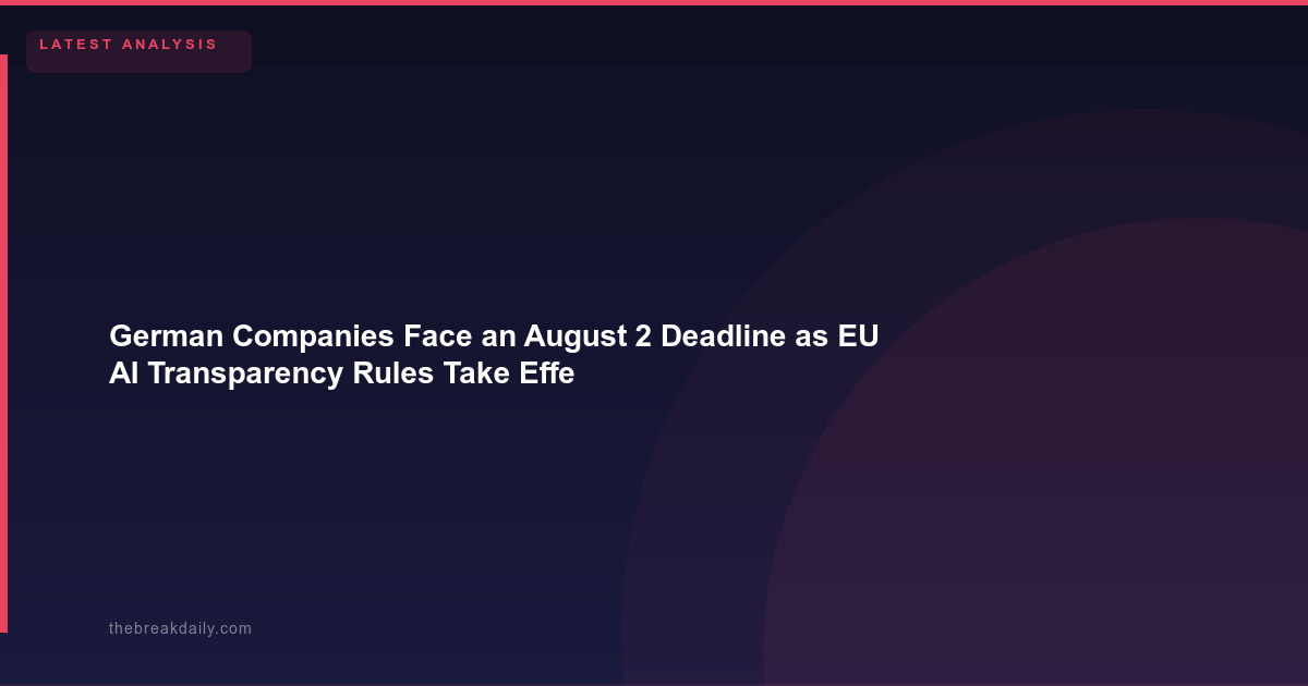 German Companies Face an August 2 Deadline as EU AI Transparency Rules Take Effect