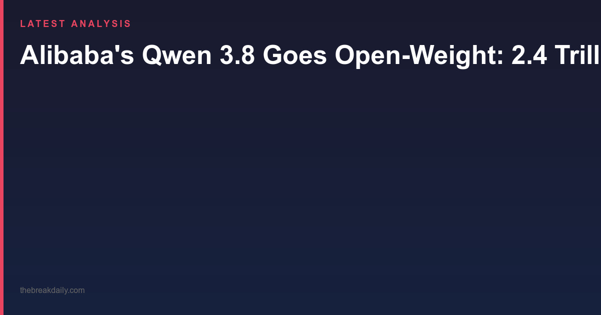 Alibaba's Qwen 3.8 Goes Open-Weight: 2.4 Trillion Parameters That Rival Frontier Models
