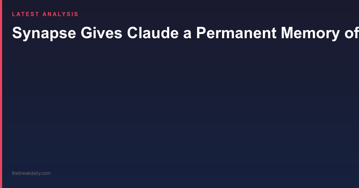 Synapse Gives Claude a Permanent Memory of Your Repo Without Sending a Line to the Cloud